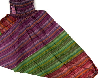 Cotton Harem Pants with drop crotch. Afghani Pants, Unisex Ali Baba Trousers Aladdin Pants Tri-Colour Orange Green Purple SKU:850-1256