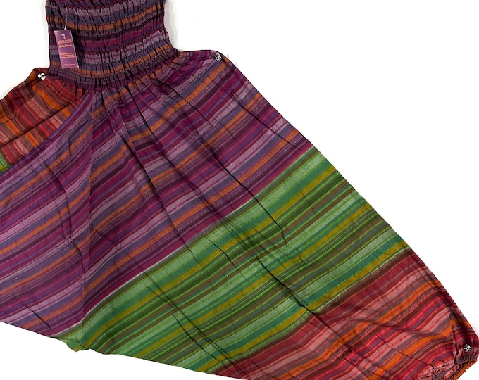 Cotton Harem Pants with drop crotch. Afghani Pants, Unisex Ali Baba Trousers Aladdin Pants Tri-Colour Orange Green Purple SKU:850-1256