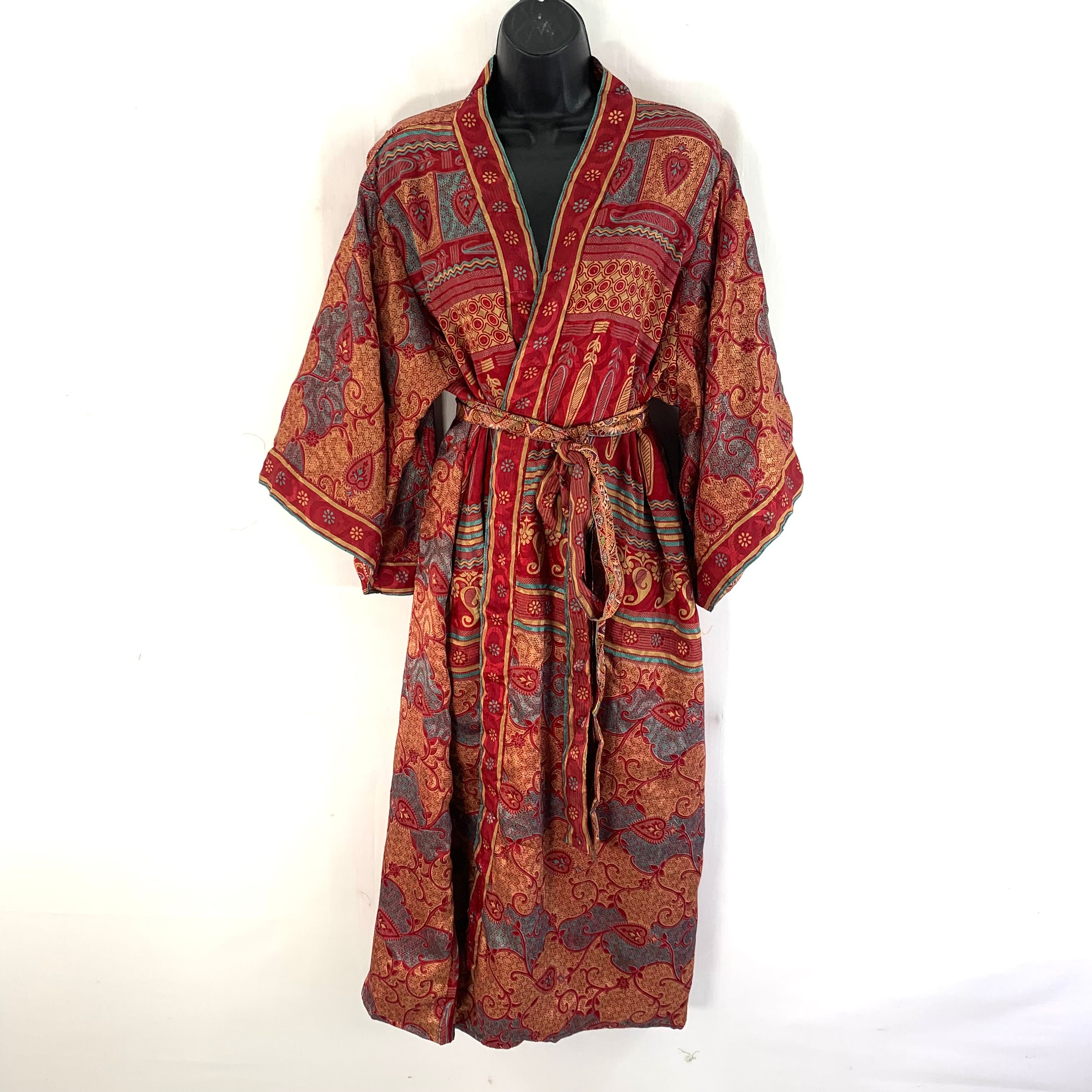 een vuurtje stoken binnenkort Dialoog UK M/L. Luxe omkeerbare zijden kimono badjas met diepe zakken. - Etsy België
