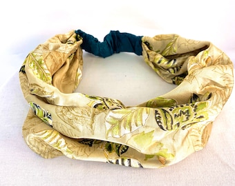 Silk Face Mask Headband - dust-mask, neck-scarf, bandana, scrunchy.  Option to add buttons, FIT Head circumference 19” to 23”