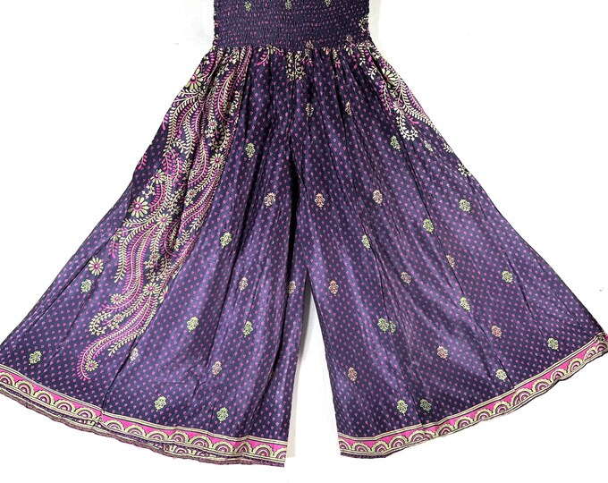 Delilah Plus Size Culottes in Summer Silk with XL Elasticated Waist, great for a fuller figure. (Wide Leg Palazzo Pants) SKU:838-8732