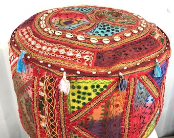 Floor Cushion Pouffe, Pillow (Cover only). 60cm X 35cm. Indian Handmade traditional vintage Pouf. Home decor