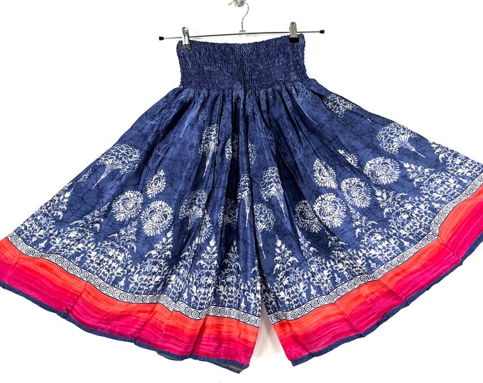 2XL. Emilie Short Leg Culottes in Summer Silk, One-Size Plus Plus with Elasticated Waist. (Wide Leg Palazzo Pants)  SKU:822-7435