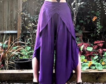 Purple Tulip Palazzo Pants; Rayon Split open leg harem trouser