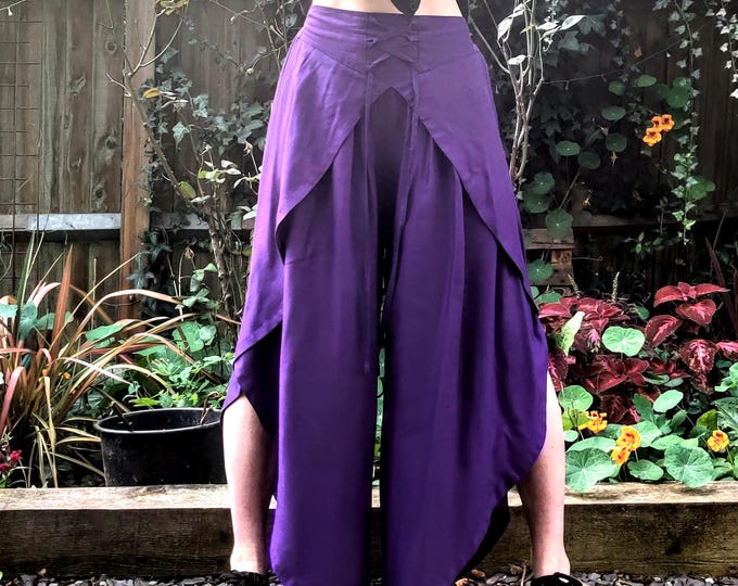 Purple Tulip Palazzo Pants; Rayon Split open leg harem trouser