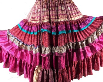 XL Jazmyn 25 Yard Skirt - Gypsy Light Summer Silk - Boho - SKU:737-9117