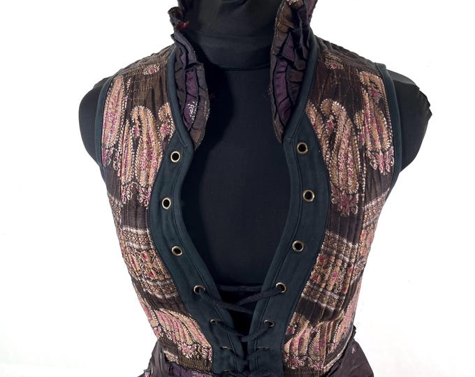 M. Isabella Corset Dress handmade in Silk brocade. Perfect for Steampunk or Renaissance Fairs SKU:2001-9626