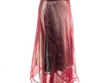 Maxi Wrap Skirt Aari Tari One Size Hippie skirt embroidered 2 layer Boho skirt SKU:2012-9891