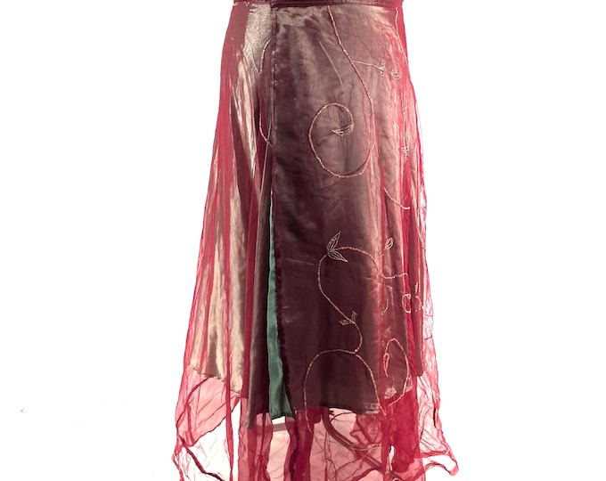 Maxi Wrap Skirt Aari Tari One Size Hippie skirt embroidered 2 layer Boho skirt SKU:2012-9891
