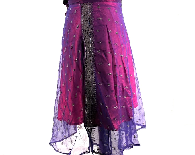 Aari Tari Midi Wrap Skirt - 2 layer (SKU:2011-9875)