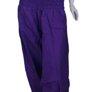 Harem Pants cotton with drop crotch, Purple Afghani Pants. Unisex Ali Baba Trousers Aladdin Pants Yoga Pants image 7
