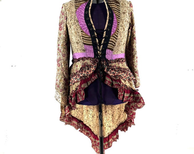 4XL. Seraphina Corset Dress, Silk, Long Sleeves, Handmade.  SKU:1011-9285