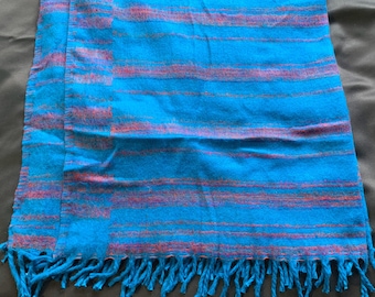 Warm Blue Cosy Blanket 4 parties festivals & snuggling. A lovely soft touch, very warm, nice and lightweight Shawl Blanket Scarf Throw. OS