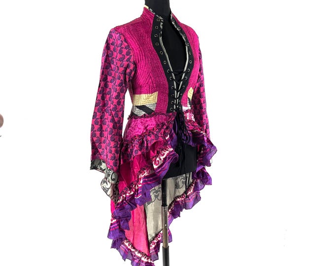 M. Seraphina Corset Dress, Silk, Long Sleeves, Handmade. SKU:1006-9318