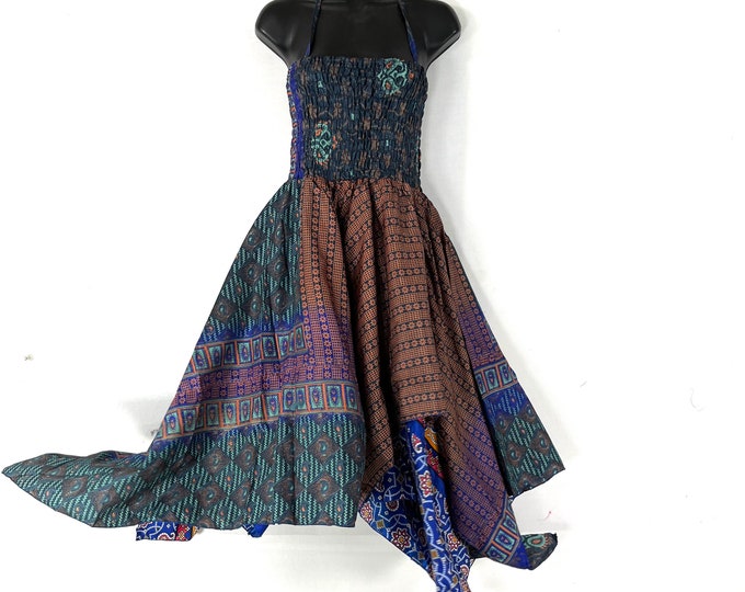 Aurora Long Summer Silk Fairy Dress, One Size; Silk Maxi Tall Girl Sundress SKU:902-7890