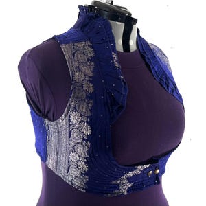 5XL. Sutiã estilo corpete, feito à mão em brocado de seda vintage. Top com renda Choli Plus Size. SKU: 448-9059