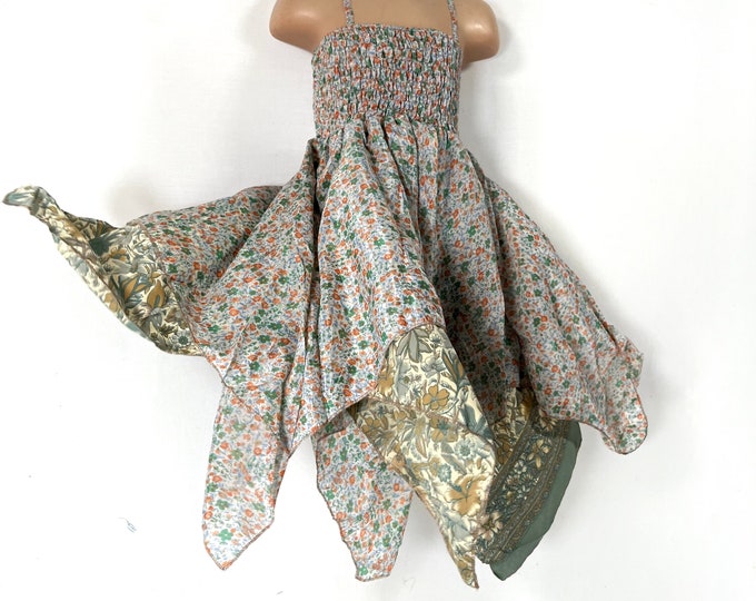 Girls Fairy Dress 2-6 years old; Silk Flower Girl Dress, Princess Dress, Boho Sundress, Hippie Style SKU:900-7522