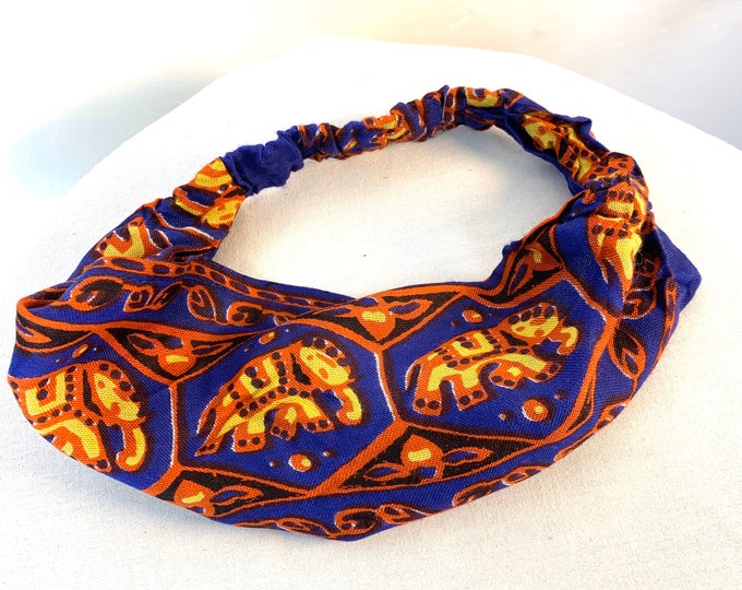 Childrens Blue Cotton Washable Headband Face Mask. bandana, scrunchies. FIT Head circumference 17” to 22”