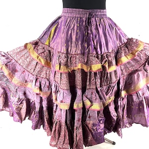 Yasmin XL 25 Yard Skirt handmade in Vintage Winter Silk, Maxi Plus Size; (31&quot;-60&quot; Waist) a Boho Cottagecore skirt  SKU:739-8978