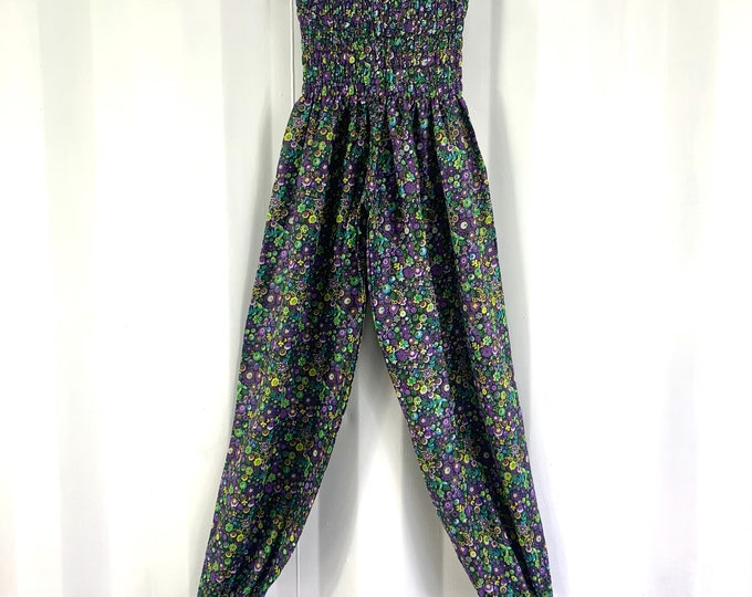 Tania Cotton Pantaloon Harem. One size Adult. Yoga Pants, Gypsy Pants, High Crotch festival pants in Yellow Purple & Blue