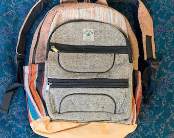 Hemp Backpack, Rucksack, laptop bag, pure Nepal natural eco friendly hemp yarn.