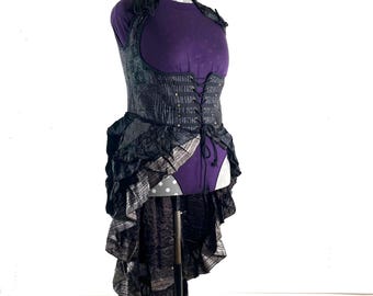 4XL Elisa Bustier Dress; Steampunk Under-bust Long Body Corset in Silk Brocade, (SKU:2004-10231)