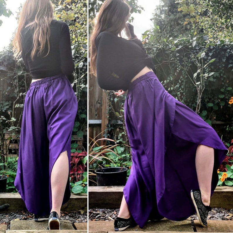 Purple Tulip Palazzo Pants in Rayon Split open leg harem trouser Why buy boring image 2