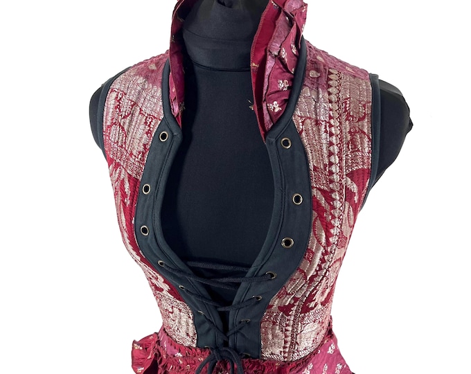 S. Isabella Corset Dress handmade from Vintage Silk Brocade. SKU:2001-9639