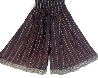 Juliana Plus Size Culottes - Silk Brocade - Wide Leg Palazzo Pants (SKU:820-4908)