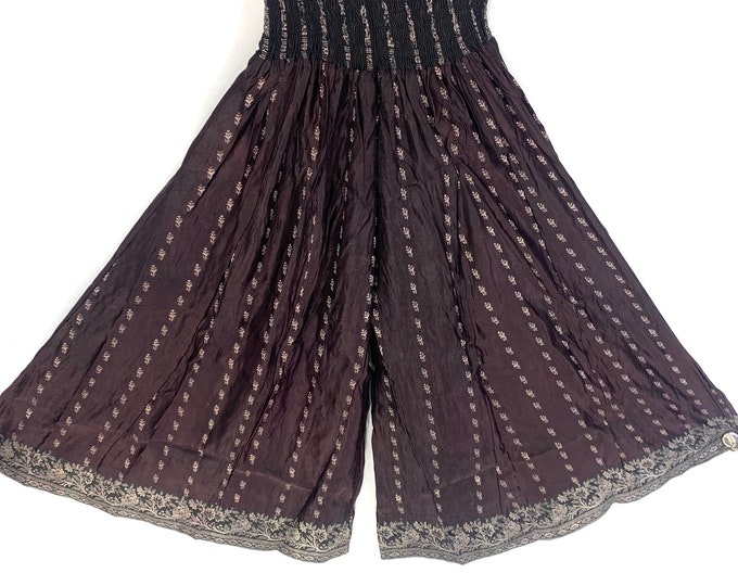 Juliana Plus Size Culottes. Silk Brocade XL Palazzo Pants elasticated waist for a fuller figure.  Wide Leg Trousers SKU:820-4908