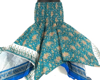 Nina Fairy Skirt Girl One size in Silk (Length 32") a summer silk handmade handkerchief skirt swirly SKU:899-