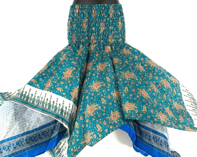 Nina Fairy Skirt Girl One size in Silk (Length 32") a summer silk handmade handkerchief skirt swirly SKU:899-