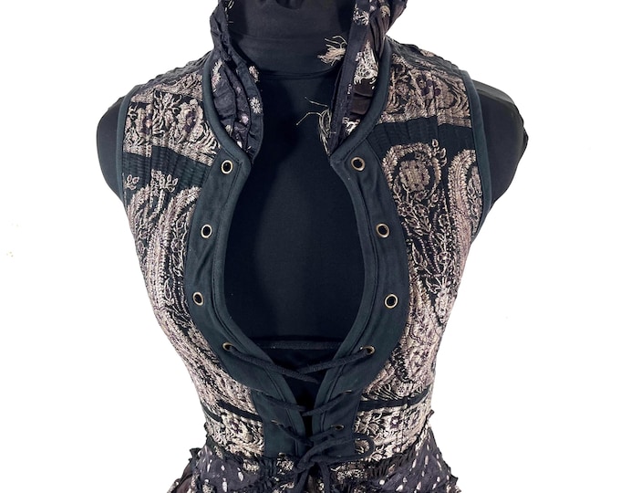 S. Isabella Corset Dress handmade from Vintage Silk Brocade. SKU:2001-9644