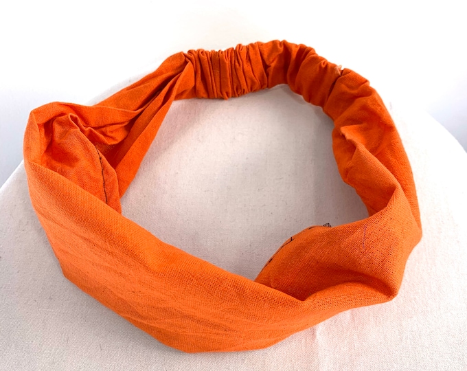 Orange Cotton Washable Headband Face Mask. dust mask, bandana, scrunchies FIT Head circumference 19” to 23”