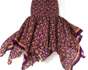 Nina Fairy Skirt One size in Silk. (Length 32"). (a summer handkerchief skirt) SKU:6254
