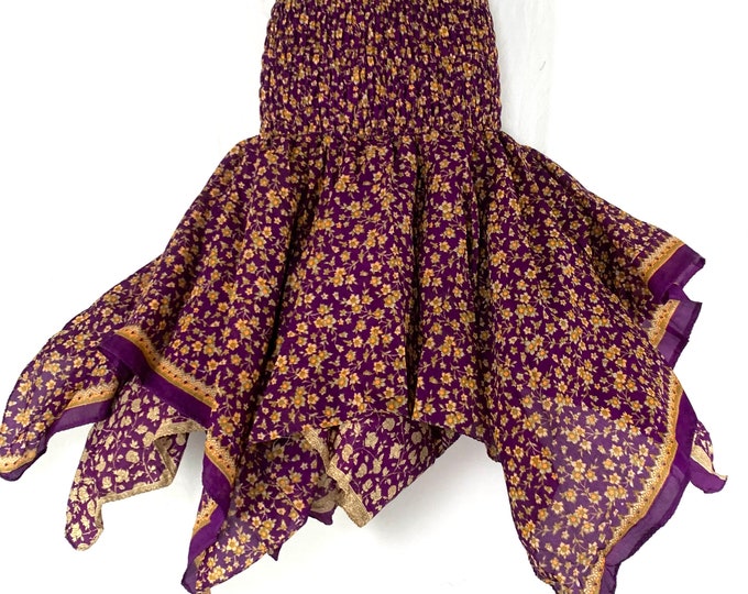 Nina Fairy Skirt One size in Silk. (Length 32"). (a summer handkerchief skirt) SKU:6254
