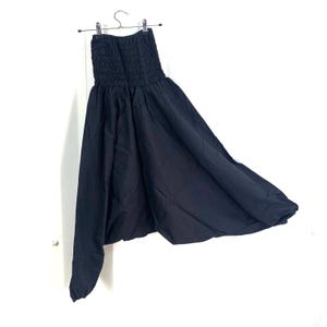 Stylish Black Cotton Harem Pants. Comfy Loose Fit Yoga Wear. Unisex SKU:850-1253