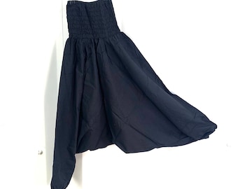 Stylish Black Cotton Harem Pants. Comfy Loose Fit Yoga Wear. Unisex SKU:850-1253