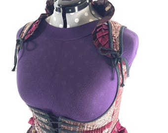 5XL Elisa Bustier Dress; Steampunk Under-bust Long Body Corset in Silk Brocade (SKU:2004-10219)