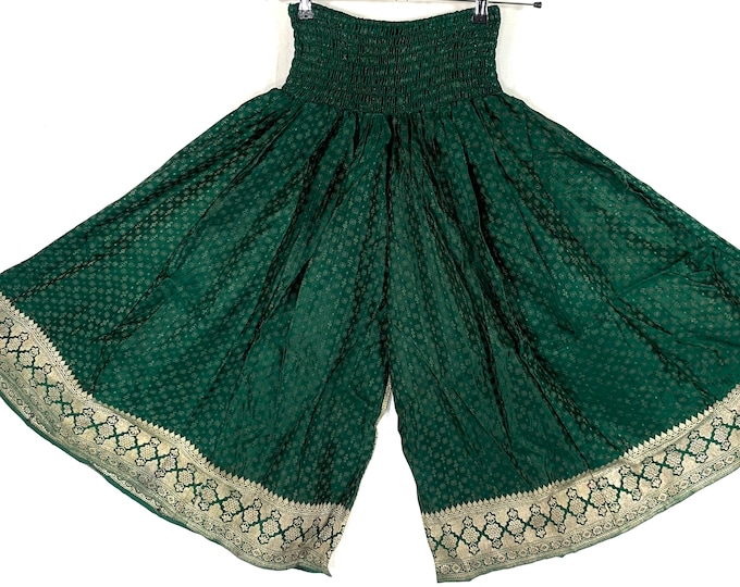 2XL Waist Marion Short Leg Culottes in Silk Brocade; with elasticated waist for a fuller figure. (Wide Leg Palazzo Pants) SKU:817-6662