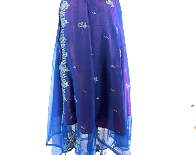 Maxi Wrap Skirt Aari Tari handmade embroidered 2 layer SKU:2012-9896