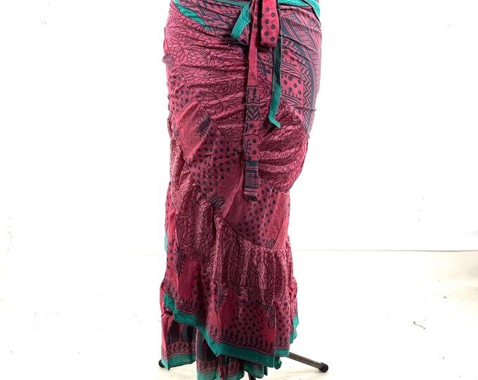 Kezia Gypsy Silk Wrap Skirt OneSize Plus - Can be worn as a dress  (SKU:931-10432)