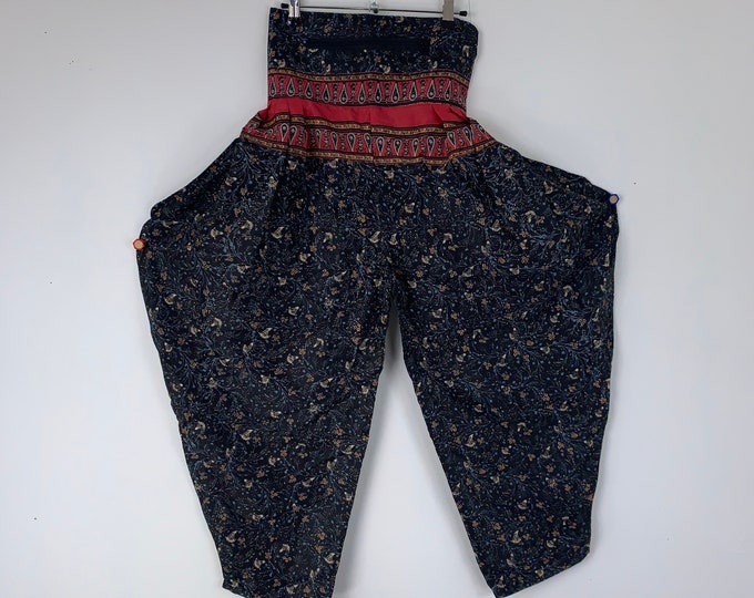 Festival Pants Silk S/M; Palazzo Pants Zip Pocket Trousers, Gypsy Pants High Crotch Harem Pants SKU:800-