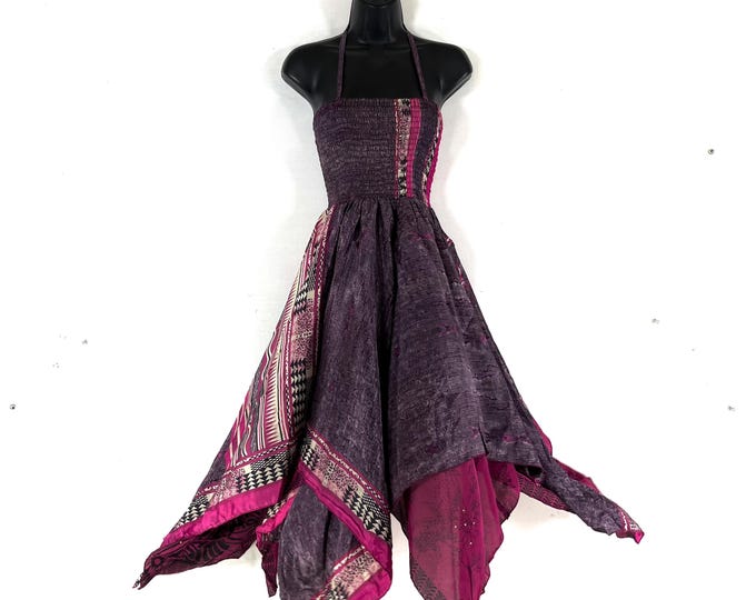 Aurora Long Summer Silk Fairy Dress, One Size; Silk Maxi Tall Girl Sundress SKU:902-9214