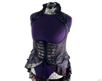 4XL Elisa Bustier Dress; Steampunk Under-bust Long Body Corset in Silk Brocade, (SKU:2004-10226)
