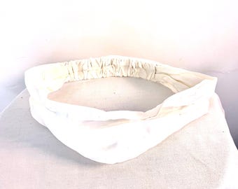 White Cotton Washable Headband Face Mask. dust mask, bandana, scrunchies FIT Head circumference 19” to 23”