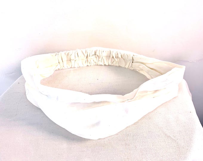 White Cotton Washable Headband Face Mask. dust mask, bandana, scrunchies FIT Head circumference 19” to 23”