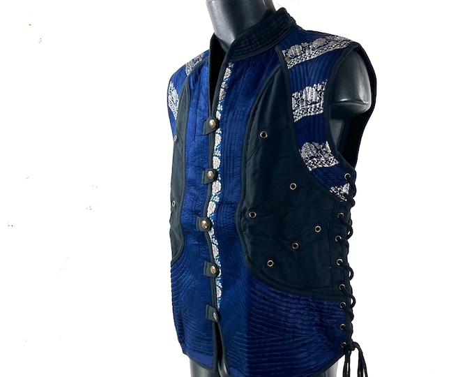 Steampunk Silk Brocade & Cotton Unisex Skanda Tunic (UK-L  SKU:483-10528)