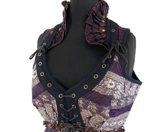 XL Sophia Steampunk Corset Dress - Silk brocade (SKU:2000-1395)