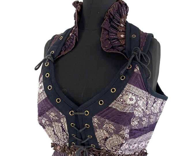XL. Sophia Steampunk Corset Dress - Silk brocade (SKU:2000-1395)